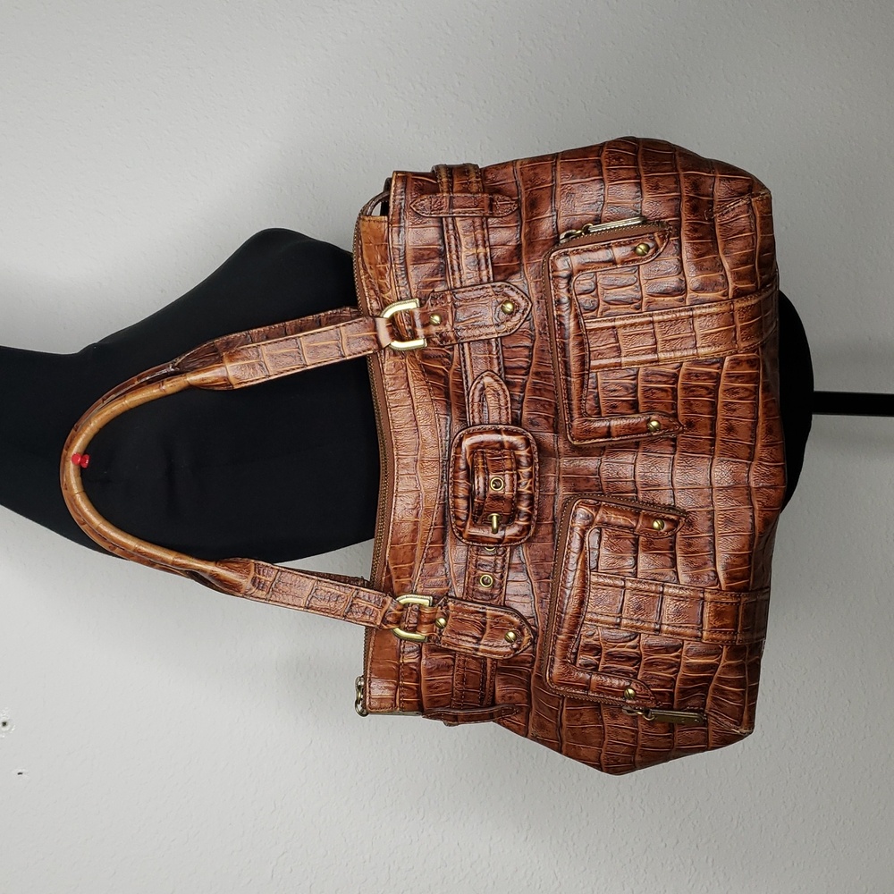 Vintage Cole Haan Satchel Brandy Aerin Croco Embossed Unit Large Bag Essentials